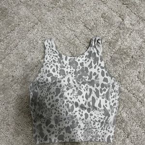 cream leopard print high neck align tank, lululemon, size 2